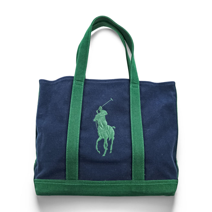 Ralph Lauren ビッグポニー 刺繍 トートバッグ グリーン ネイビー キャンバス