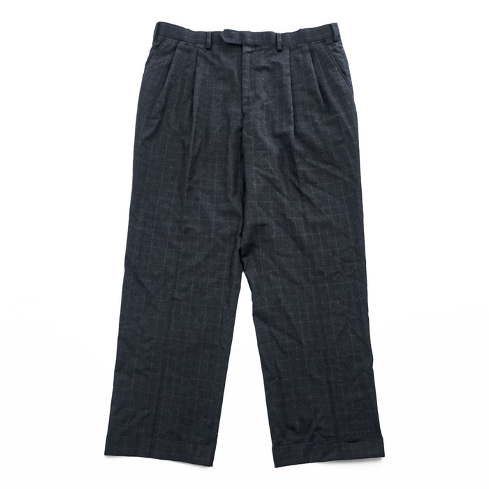 LAUREN RALPH LAUREN 90年代 ヴィンテージ スラックス パンツ L グレー チェック 2タック プリーツ ダブルカフス
