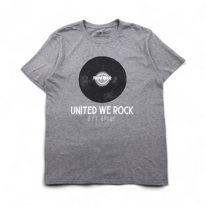 Hard Rock CAFE レコード プリント Tシャツ L グレー コットン UNITED WE ROCK