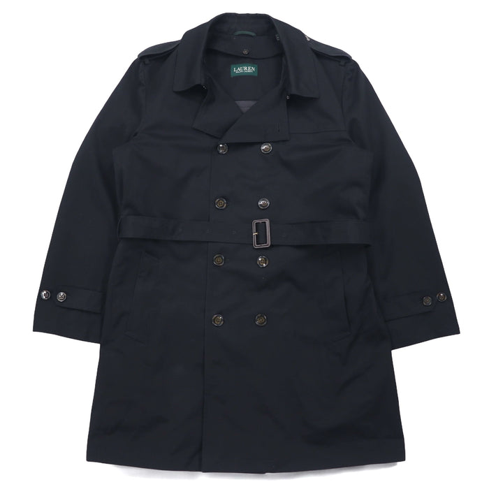 LAUREN RALPH LAUREN Trench Coat XL Black Removable Quilted Liner with Belt Water Repellent