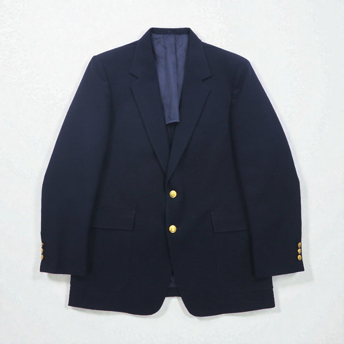 Sears 70s PERMA-PREST Navy 2B Tailored Jacket, Leather, Size XL, Gold Buttons, CLASSIS COLLECTION