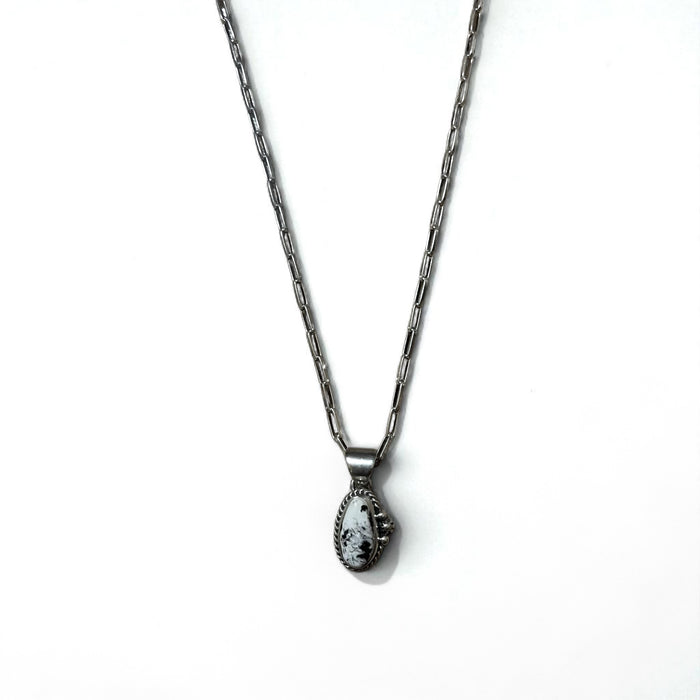 Vintage White Turquoise Necklace インディアンジュエリー ホワイトターコイズ ホピチェーン ネックレス Sterling シルバー ホールマーク M刻印