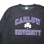 Champion ECO カレッジ プリント スウェット XL グレー コットン 裏起毛 CARLOW UNIVERSITY アーチロゴ 3段 ホンジュラス製