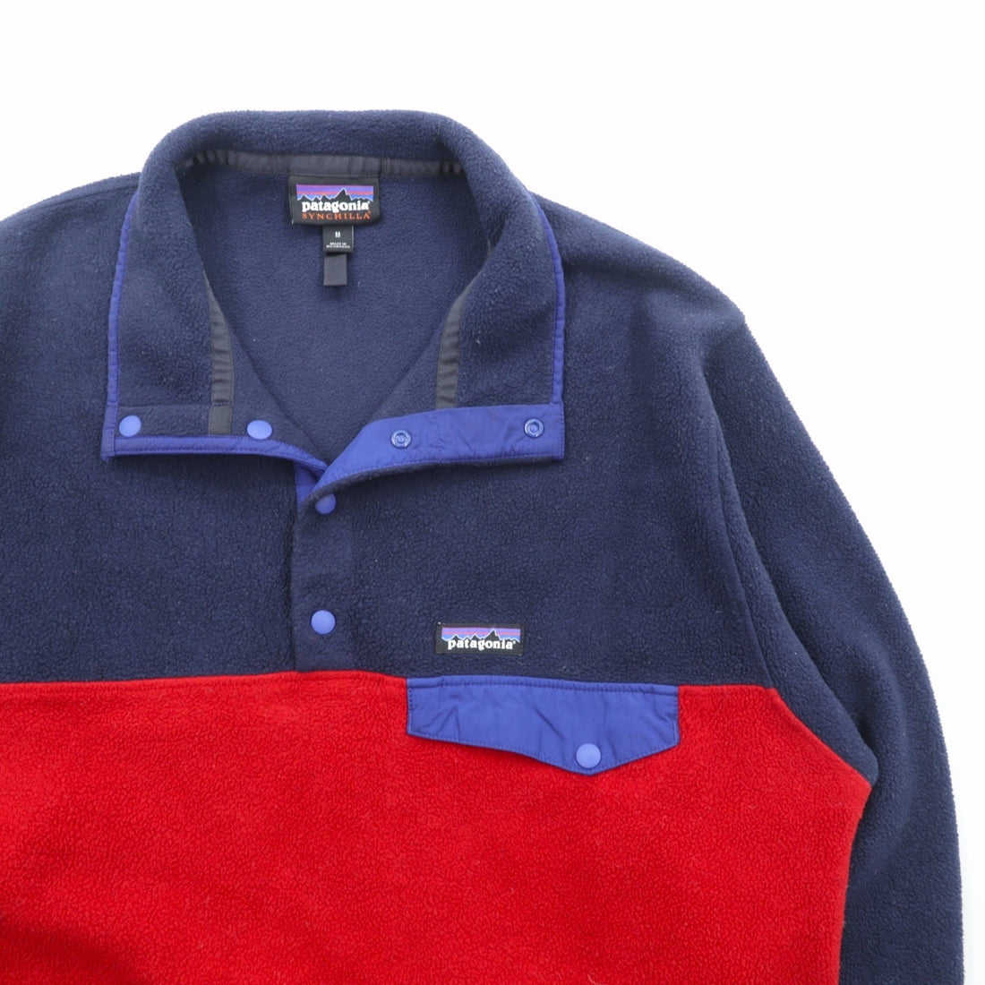 Patagonia シンチラ SYNCHILLA スナップT プルオーバー フリースジャケット M ネイビー バイカラー  ライトウェイト 25580