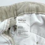 DOCKERS ( Levi's ) 00年代 2タック ワイド コーデュロイ チノパンツ スラックス L ベージュ ダブルカフス RELAXED FIT