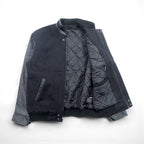 NORTH END Varsity Jacket, Size M, Black, with Leather Sleeves, Quilted Lining, and Padded One Point Embroidery