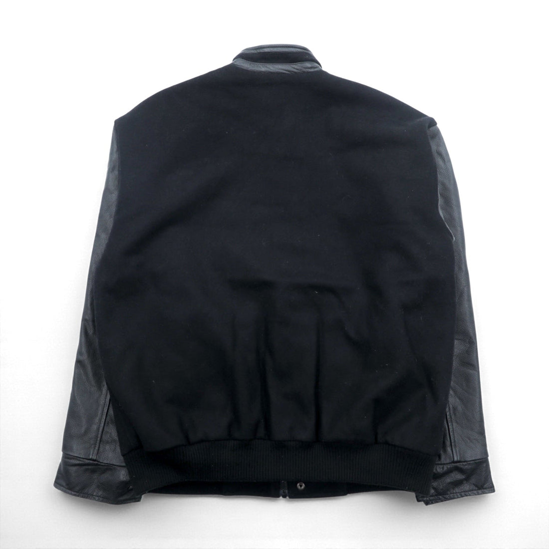 NORTH END Varsity Jacket, Size M, Black, with Leather Sleeves, Quilted Lining, and Padded One Point Embroidery