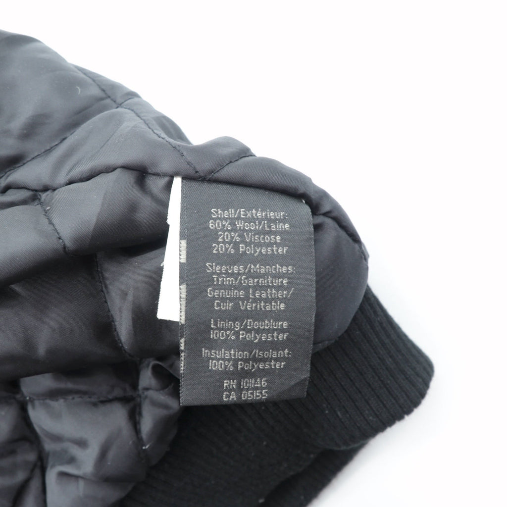 NORTH END Varsity Jacket, Size M, Black, with Leather Sleeves, Quilted Lining, and Padded One Point Embroidery