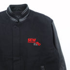 NORTH END Varsity Jacket, Size M, Black, with Leather Sleeves, Quilted Lining, and Padded One Point Embroidery