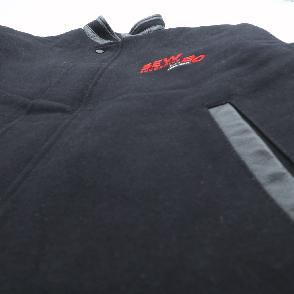 NORTH END Varsity Jacket, Size M, Black, with Leather Sleeves, Quilted Lining, and Padded One Point Embroidery