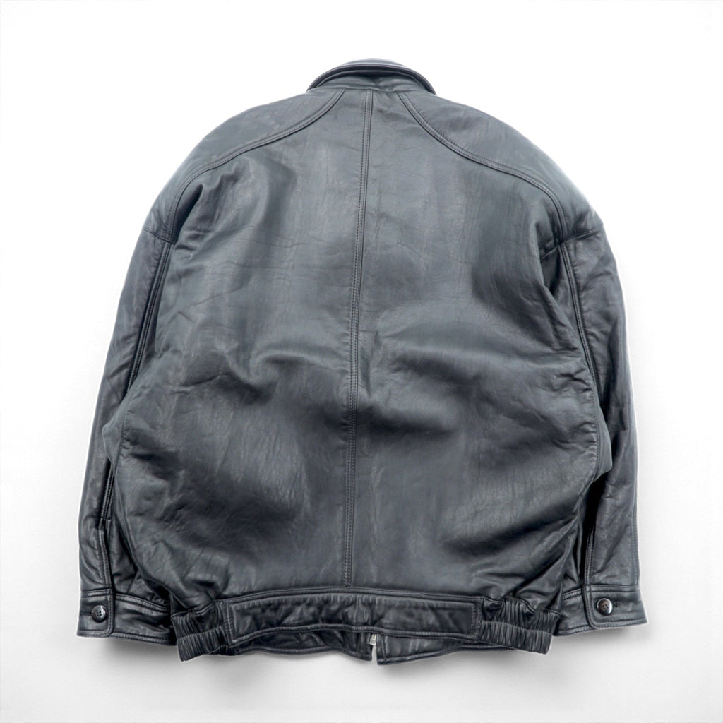 Carmina 90s Vintage Leather Jacket ダブルブレスト ショールカラー ブルゾン M ブラック シープレザー