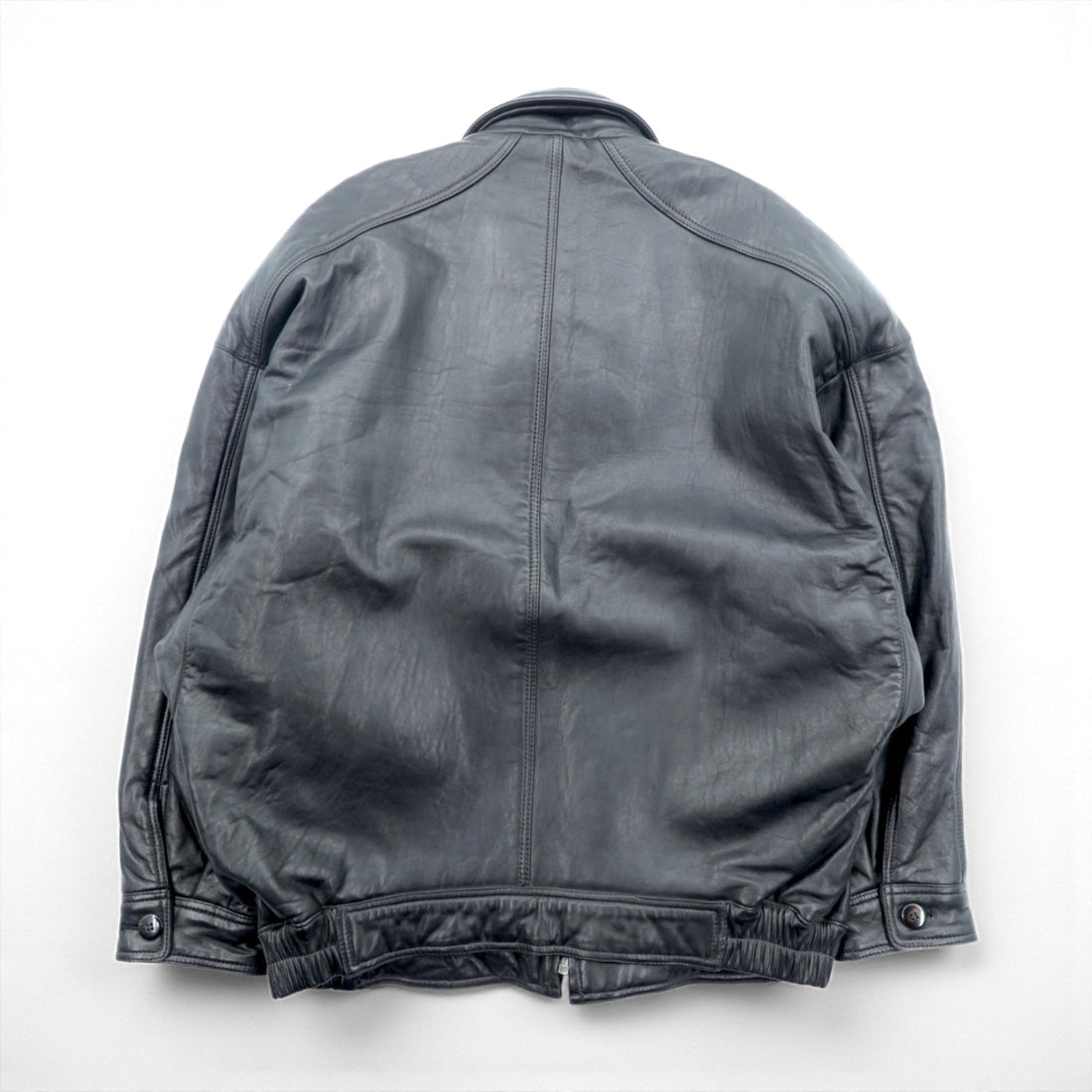 Carmina 90s Vintage Leather Jacket ダブルブレスト ショールカラー ブルゾン M ブラック シープレザー