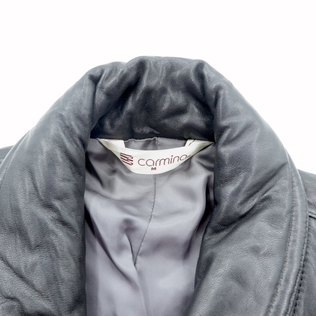 Carmina 90s Vintage Leather Jacket ダブルブレスト ショールカラー ブルゾン M ブラック シープレザー