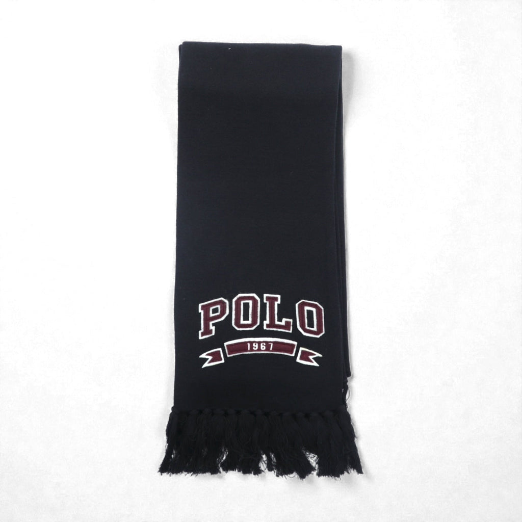 Polo Ralph Lauren College Logo Fringe Scarf/Stole in Black with Pony Embroidery, 1967