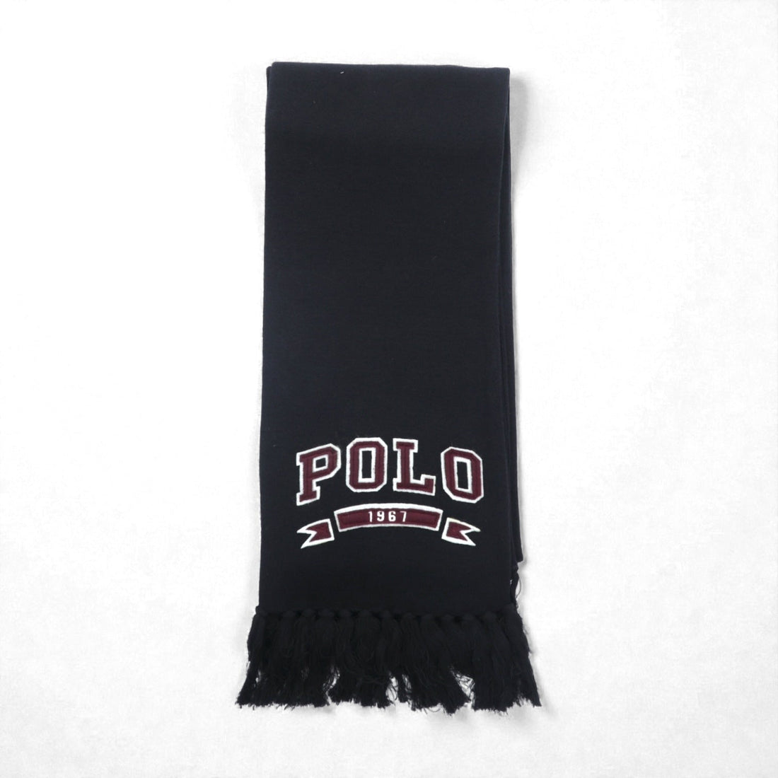 Polo Ralph Lauren College Logo Fringe Scarf/Stole in Black with Pony Embroidery, 1967