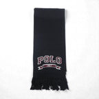 Polo Ralph Lauren College Logo Fringe Scarf/Stole in Black with Pony Embroidery, 1967