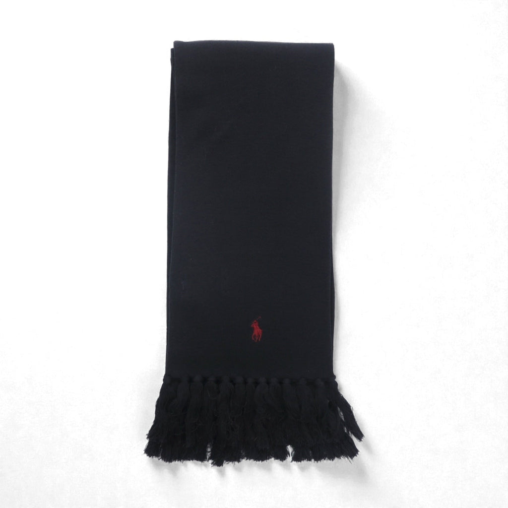 Polo Ralph Lauren College Logo Fringe Scarf/Stole in Black with Pony Embroidery, 1967
