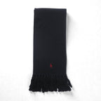 Polo Ralph Lauren College Logo Fringe Scarf/Stole in Black with Pony Embroidery, 1967