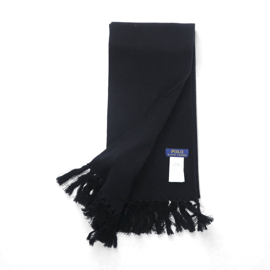 Polo Ralph Lauren College Logo Fringe Scarf/Stole in Black with Pony Embroidery, 1967