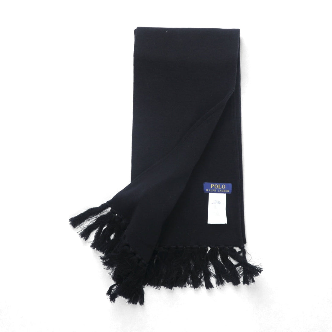 Polo Ralph Lauren College Logo Fringe Scarf/Stole in Black with Pony Embroidery, 1967