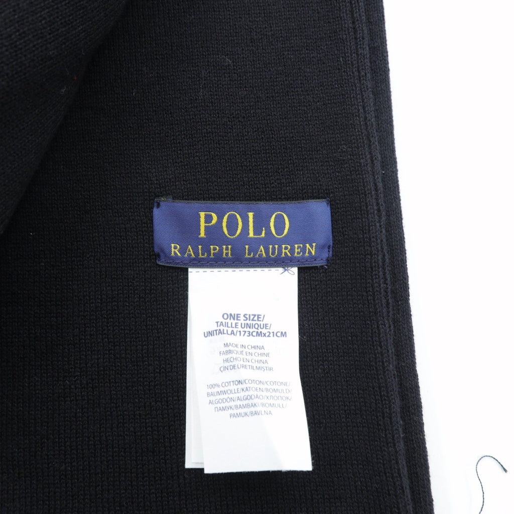 Polo Ralph Lauren College Logo Fringe Scarf/Stole in Black with Pony Embroidery, 1967