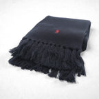 Polo Ralph Lauren College Logo Fringe Scarf/Stole in Black with Pony Embroidery, 1967