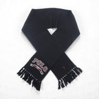 Polo Ralph Lauren College Logo Fringe Scarf/Stole in Black with Pony Embroidery, 1967