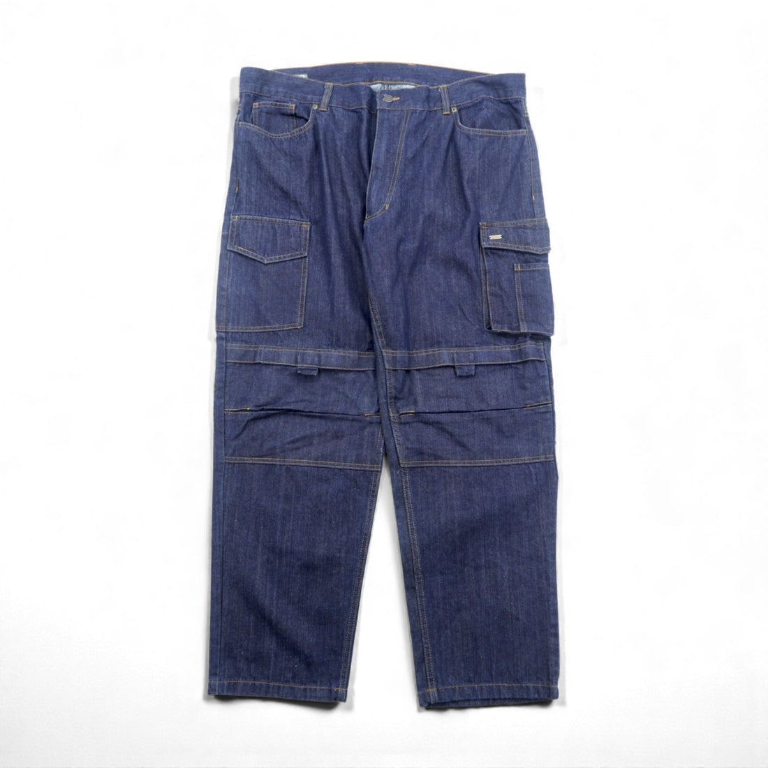 VINTAGE バギー カーゴ デニムパンツ ジーンズ XL ブルー コットン デニム WORKWEAR OUTDOOR 146700 濃紺 ダブルニー