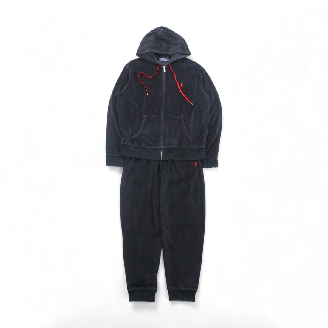 Polo Ralph Lauren Velour Zip-Up Hoodie Jersey Set, Medium, Small Pony Embroidery
