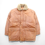 B'SPARE Cowhide Leather Jacket, XL, Camel Brown, Boa Collar, Paisley Lining