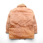B'SPARE Cowhide Leather Jacket, XL, Camel Brown, Boa Collar, Paisley Lining