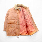 B'SPARE Cowhide Leather Jacket, XL, Camel Brown, Boa Collar, Paisley Lining