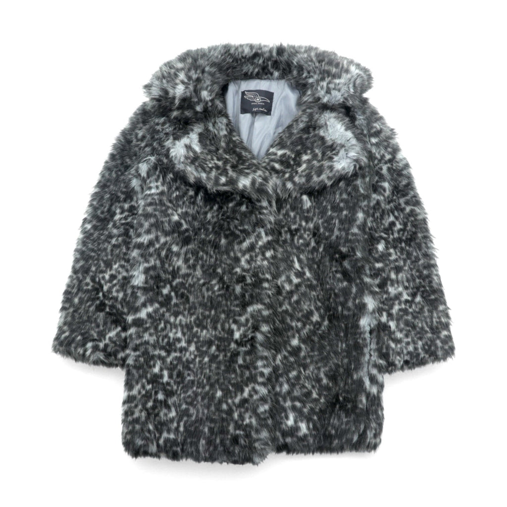 SOFT MACHINE Double-Breasted Acrylic Fur Half Coat, Size M, Gray