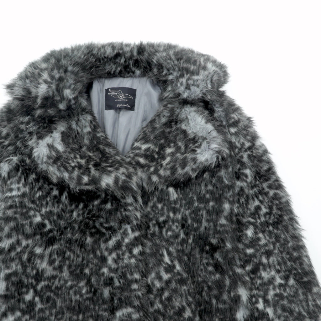 SOFT MACHINE Double-Breasted Acrylic Fur Half Coat, Size M, Gray