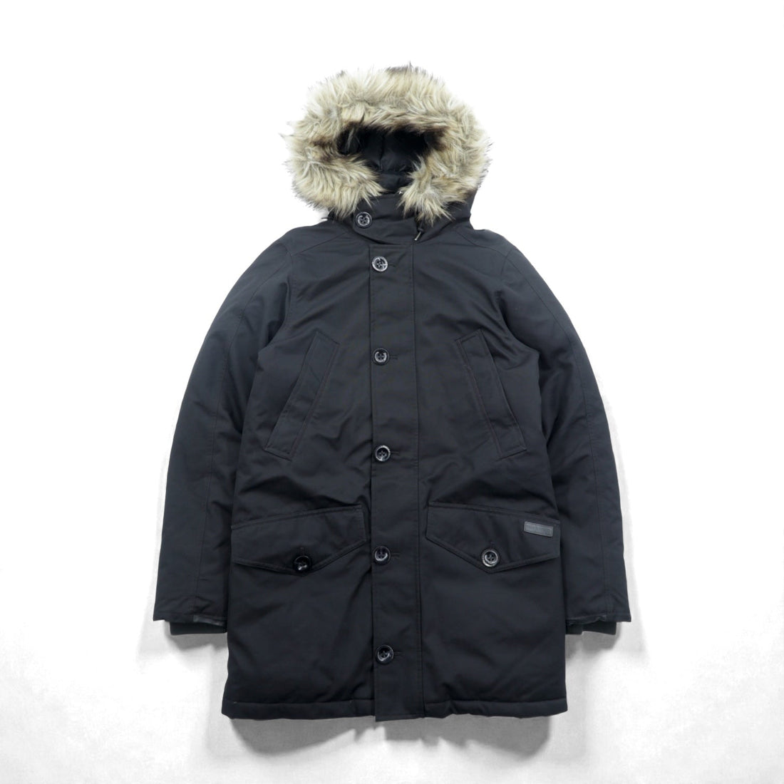 Polo Ralph Lauren ダウンジャケット N-3B ミリタリー コート XS ブラック ドローコード PERFORMANCE ファー着脱式