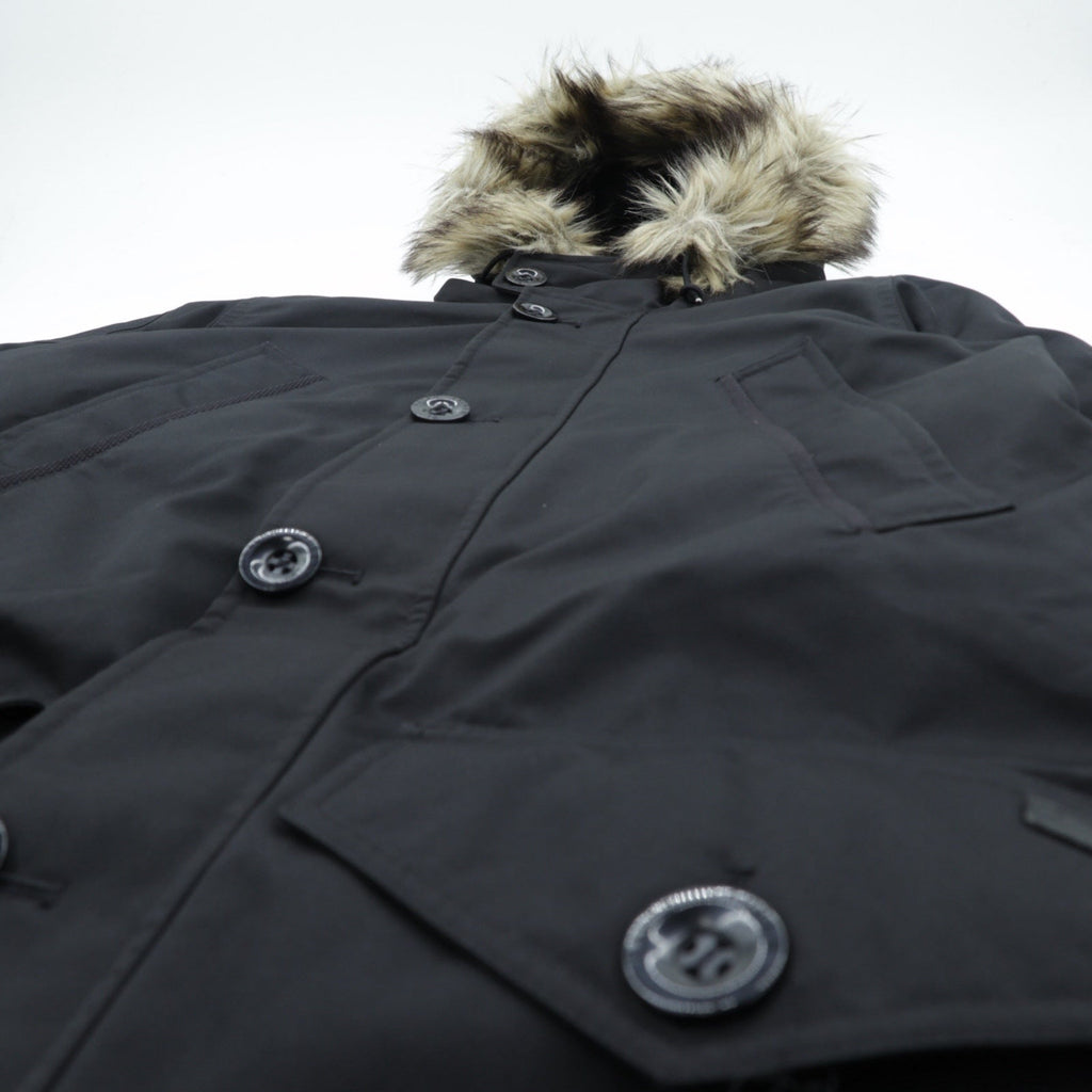 Polo Ralph Lauren N-3B Military Down Jacket, Size XS, Black Drawcord Performance, Removable Fur