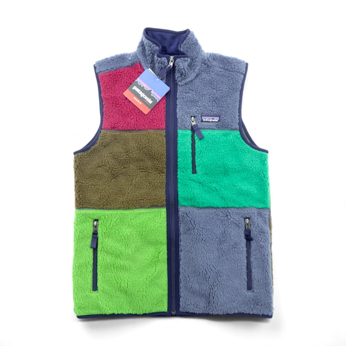 Patagonia パッチワーク レトロX Patchwork Retro-X Vest ボアフリース ベスト S マルチカラー ブロック クレイジーパターン 11909 未使用品