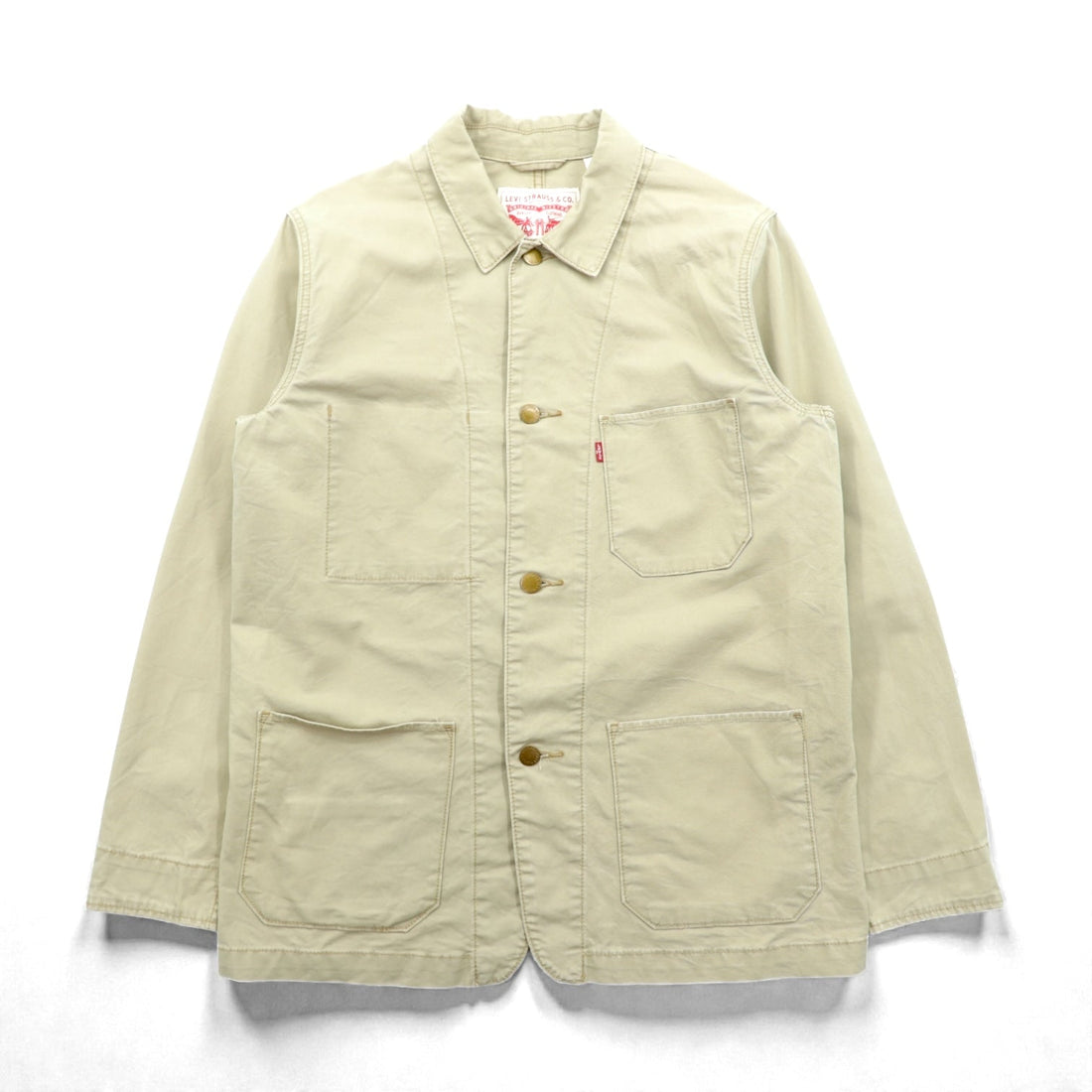 Levi's Engineer Coat Coverall L Beige Cotton Stretch 29655