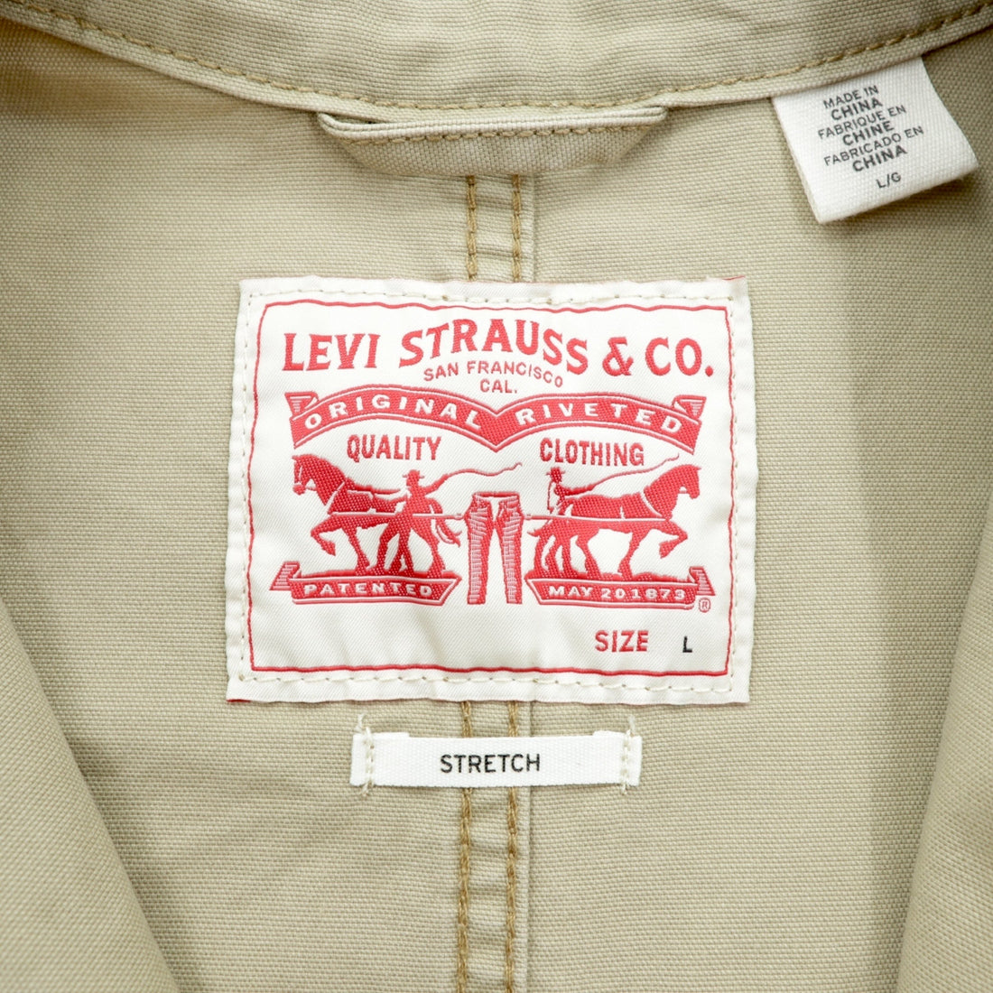 Levi's Engineer Coat Coverall L Beige Cotton Stretch 29655