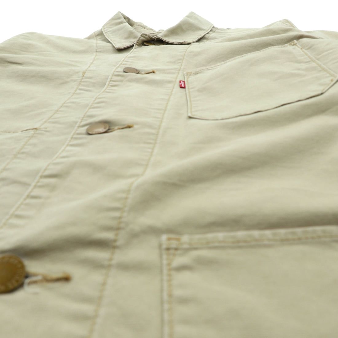 Levi's Engineer Coat Coverall L Beige Cotton Stretch 29655