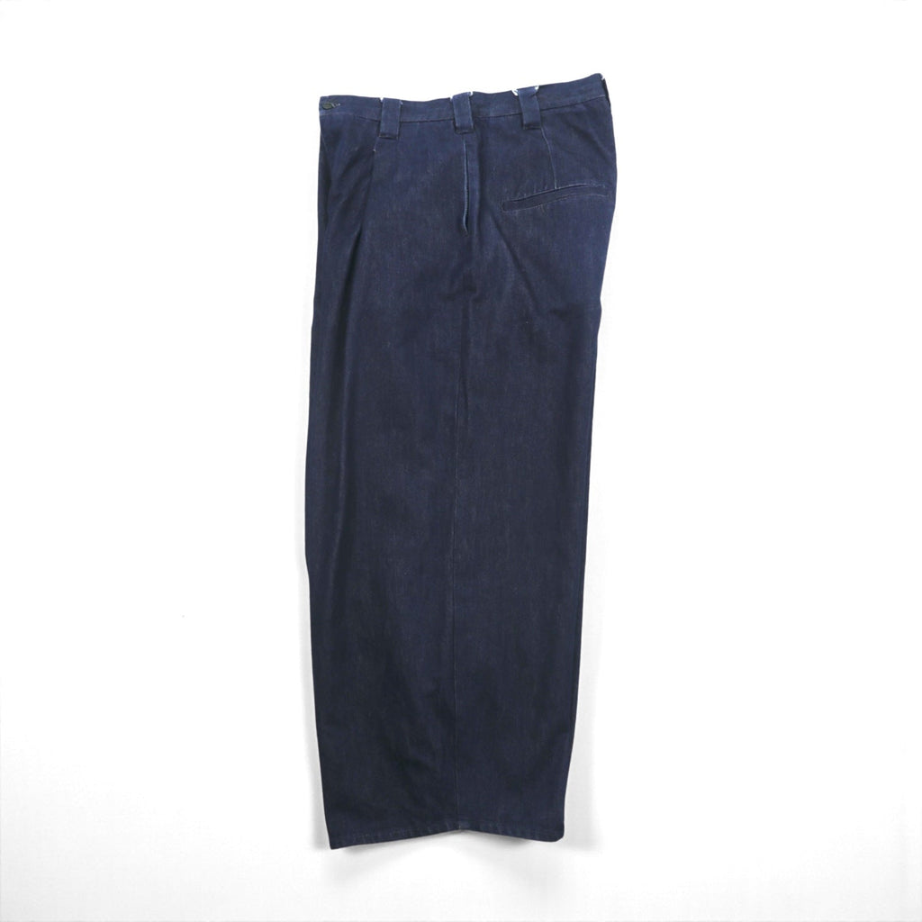 VU Select Denim Wide Knee Pants, Size L, Indigo, Tucked Pleats, Made in Japan (vu-a22-kb09)