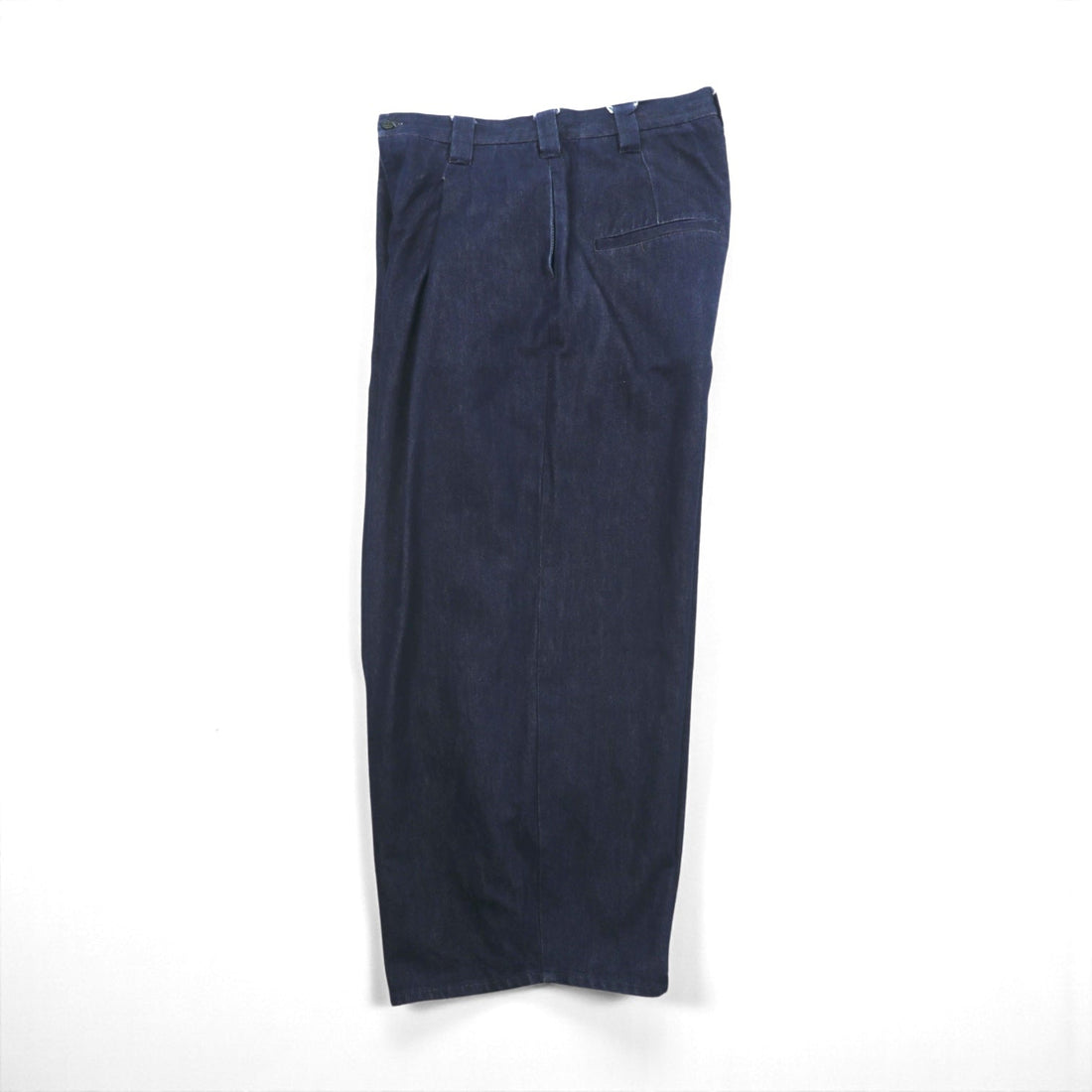 VU Select Denim Wide Knee Pants, Size L, Indigo, Tucked Pleats, Made in Japan (vu-a22-kb09)