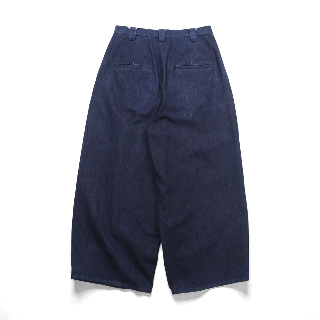 VU Select Denim Wide Knee Pants, Size L, Indigo, Tucked Pleats, Made in Japan (vu-a22-kb09)