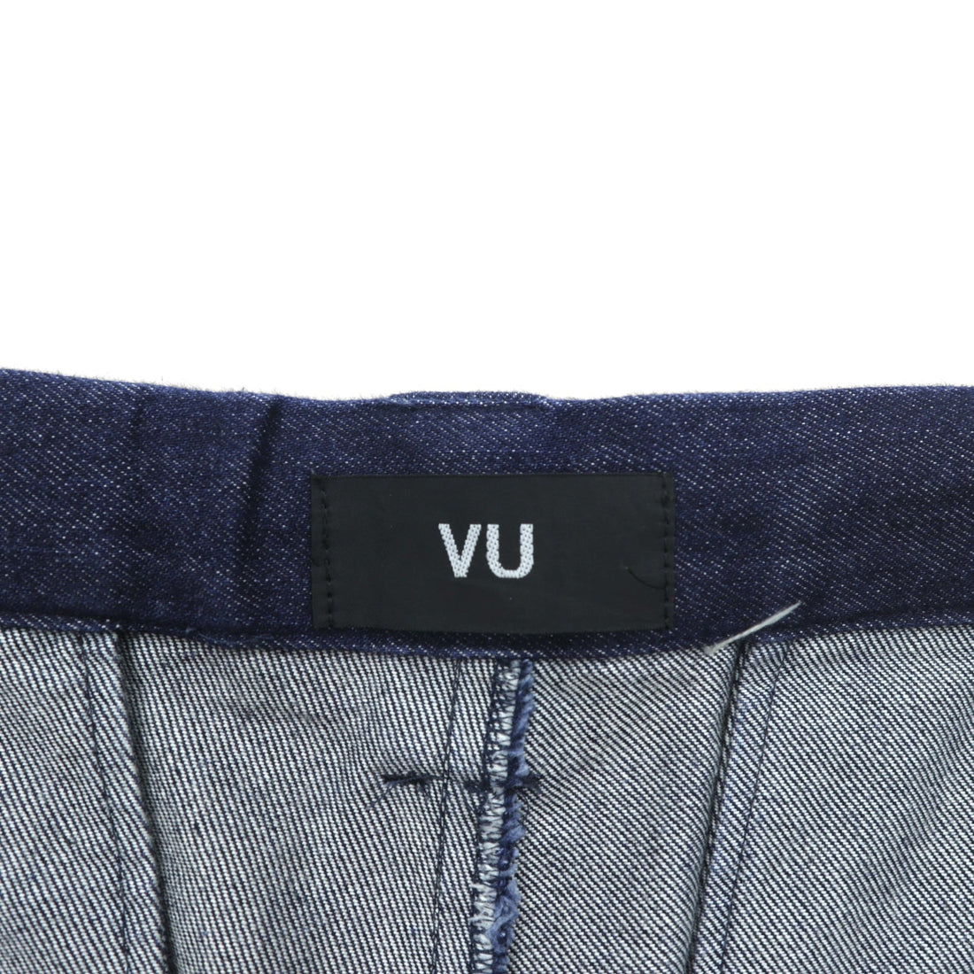 VU Select Denim Wide Knee Pants, Size L, Indigo, Tucked Pleats, Made in Japan (vu-a22-kb09)