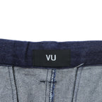 VU Select Denim Wide Knee Pants, Size L, Indigo, Tucked Pleats, Made in Japan (vu-a22-kb09)