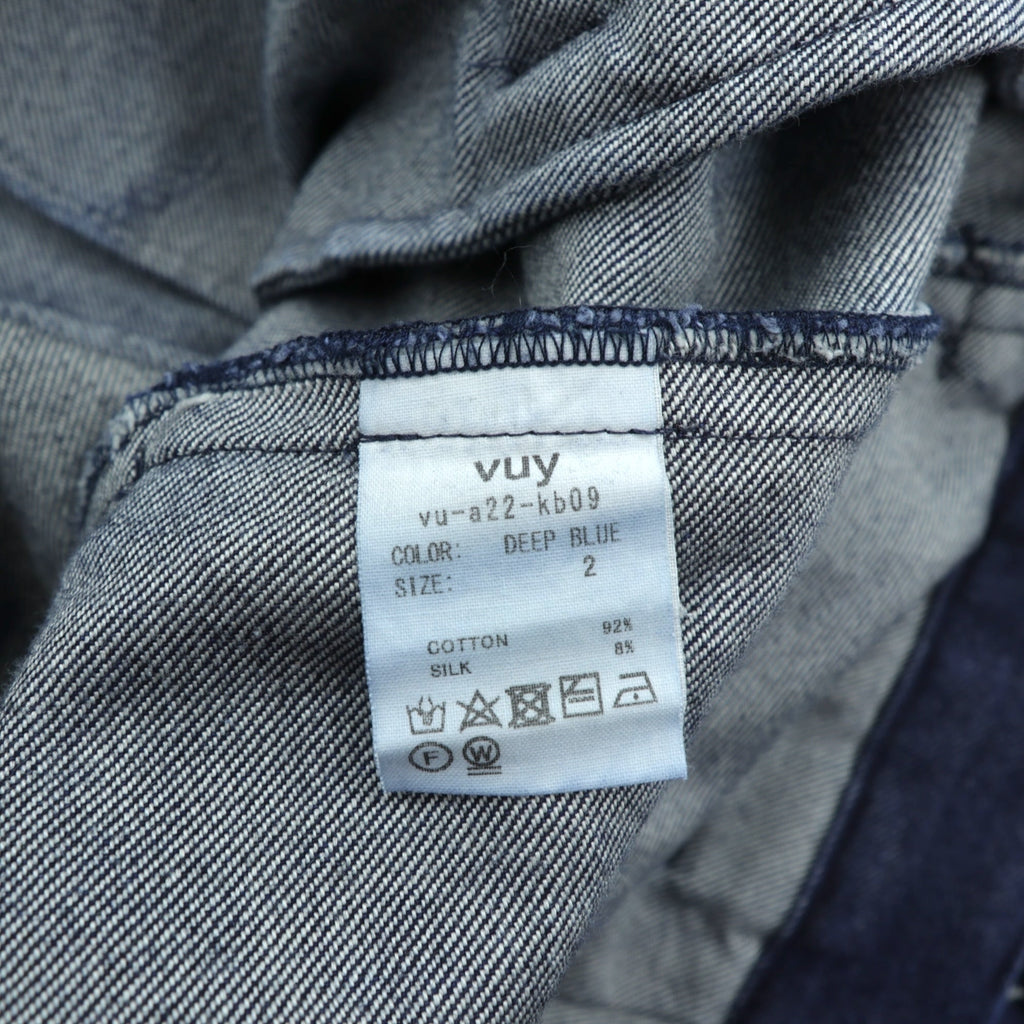VU Select Denim Wide Knee Pants, Size L, Indigo, Tucked Pleats, Made in Japan (vu-a22-kb09)