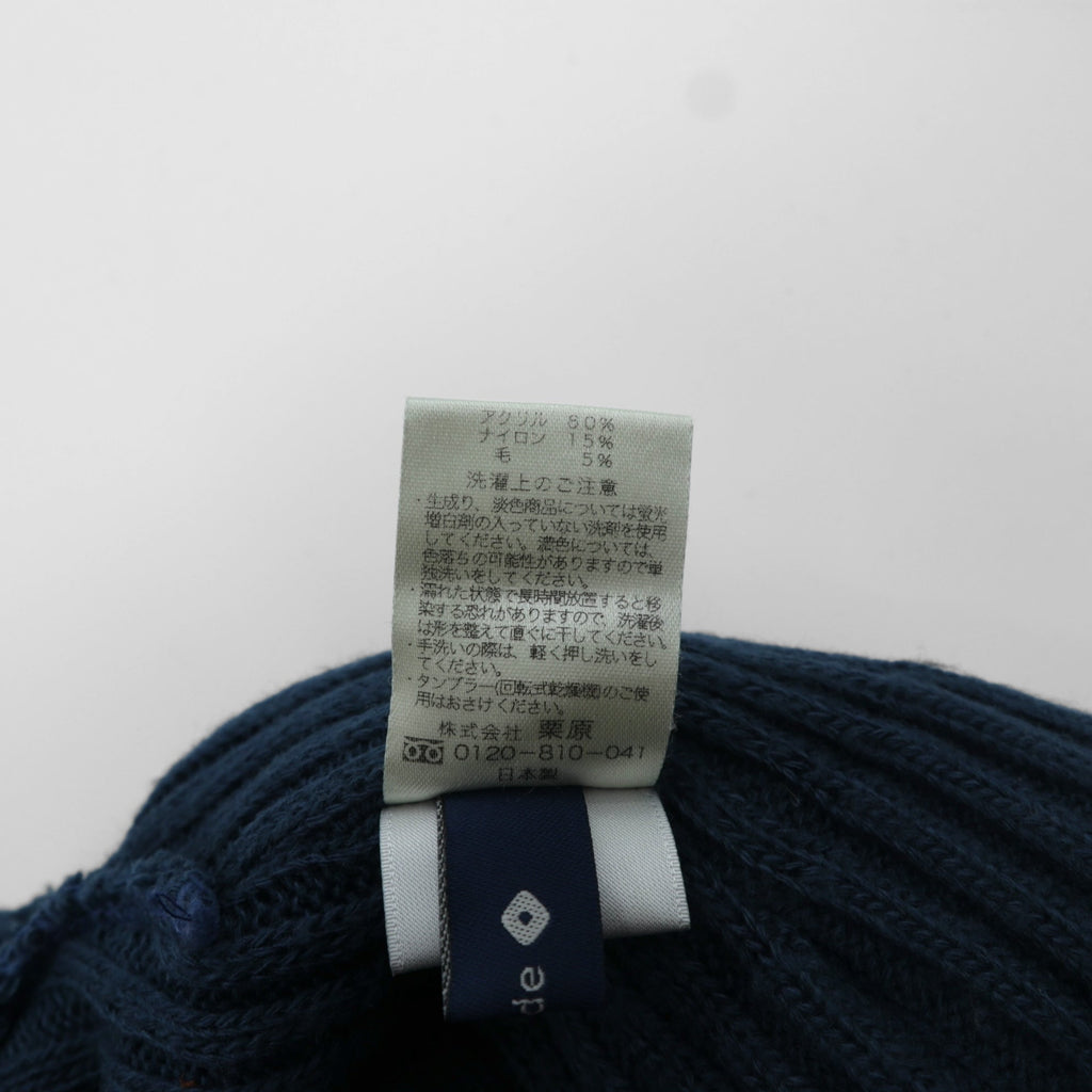 JieDa × override 日本製 ビーニー ニット帽 ネイビー アクリル BIG KNIT CAP youth 833790904