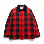 HOUSTON Ombre Glen Check Viyella Padded Coverall Hunting Jacket, Size L, Red, Corduroy Collar, 2024FW 51406