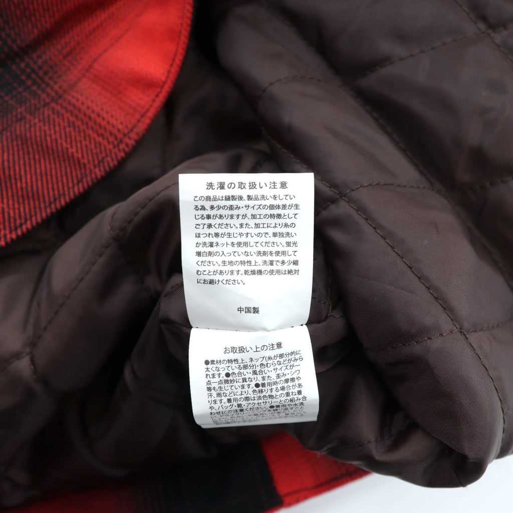 HOUSTON Ombre Glen Check Viyella Padded Coverall Hunting Jacket, Size L, Red, Corduroy Collar, 2024FW 51406