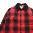 HOUSTON Ombre Glen Check Viyella Padded Coverall Hunting Jacket, Size L, Red, Corduroy Collar, 2024FW 51406
